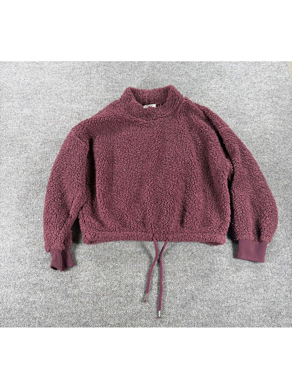 Hippie Rose Mock-Neck Sherpa Pullover-Purple Junior's Large